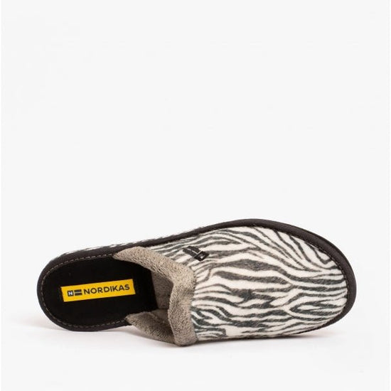 Nordikas 1614 Ladies Mule Slippers Zebra - Shuperb