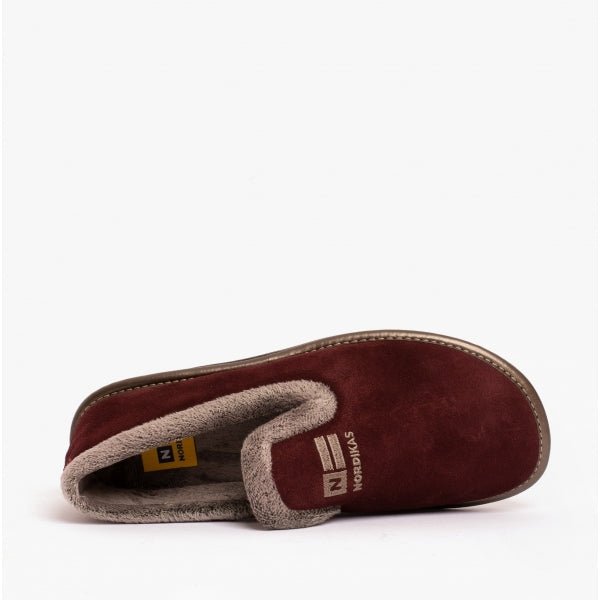 Nordikas 305 (AFELPADO) Ladies Suede Full Slippers Bordeaux - Shuperb