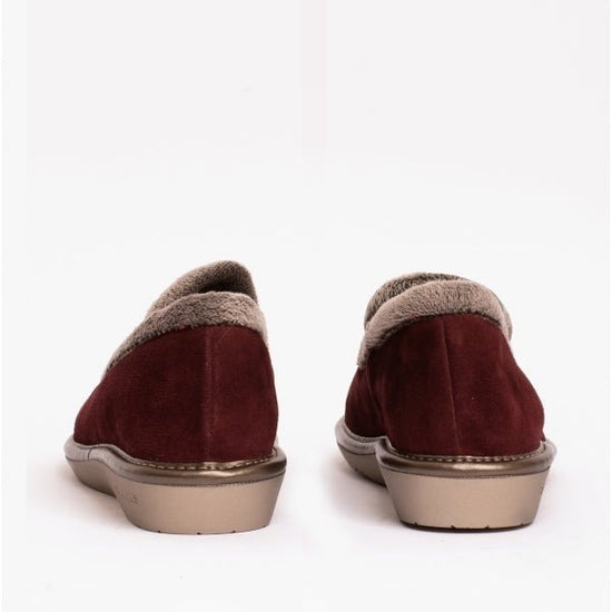 Nordikas 305 (AFELPADO) Ladies Suede Full Slippers Bordeaux - Shuperb