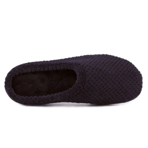 Totes Isotoner POPCORN TERRY Ladies Mule Slippers Black - Shuperb