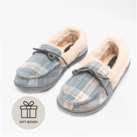 Jo & Joe PEMBROKE Ladies Moccasin Slippers Slate - Shuperb