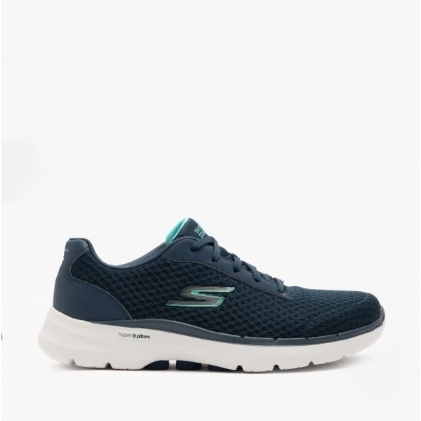 Skechers GO WALK 6 ICONIC VISION Ladies Mesh Trainers Navy/Turquoise - Shuperb