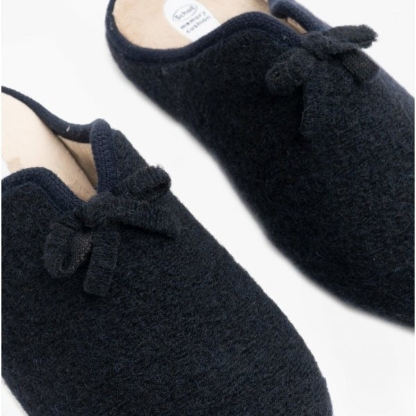 Scholl RACHELE Ladies Mule Slippers Navy Blue - Shuperb