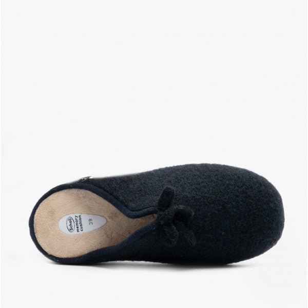 Scholl RACHELE Ladies Mule Slippers Navy Blue - Shuperb