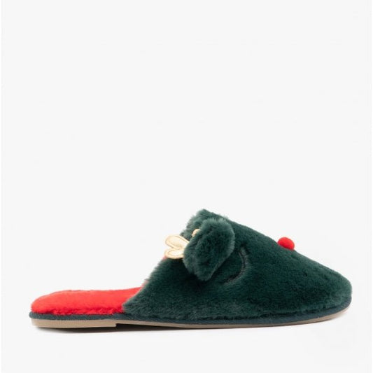 Vero Moda THEA Ladies Reindeer Novelty Mule Slippers Ponderosa Pine - Shuperb