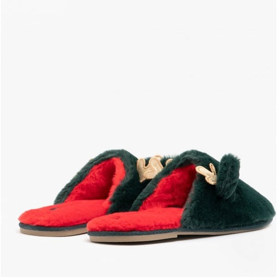 Vero Moda THEA Ladies Reindeer Novelty Mule Slippers Ponderosa Pine - Shuperb