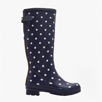 Joules WELLY PRINT Ladies Rubber Tall Wellies French Navy Spot - Shuperb