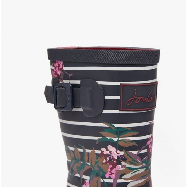 Joules MOLLY WELLY Ladies Rubber Mid - Height Wellies Navy Floral Stripe - Shuperb