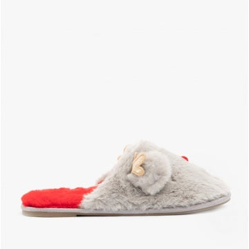 Vero Moda THEA Ladies Reindeer Novelty Mule Slippers Ash - Shuperb