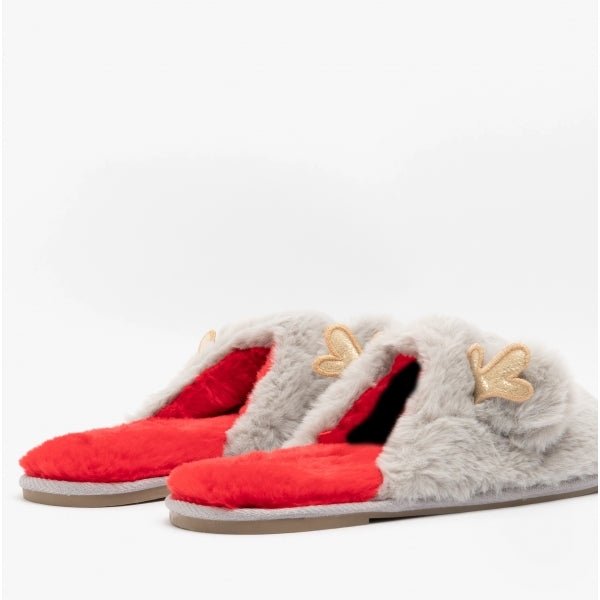 Vero Moda THEA Ladies Reindeer Novelty Mule Slippers Ash - Shuperb