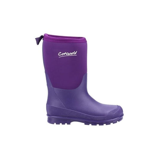 Cotswold HILLY NEOPRENE Girls Wellington Boots Purple - Shuperb