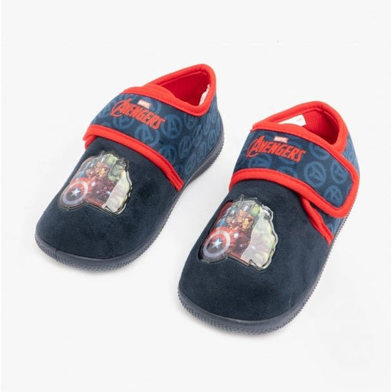 Avengers AVENGERS FORCE Boys Touch Fasten Slippers Navy/Red - Shuperb