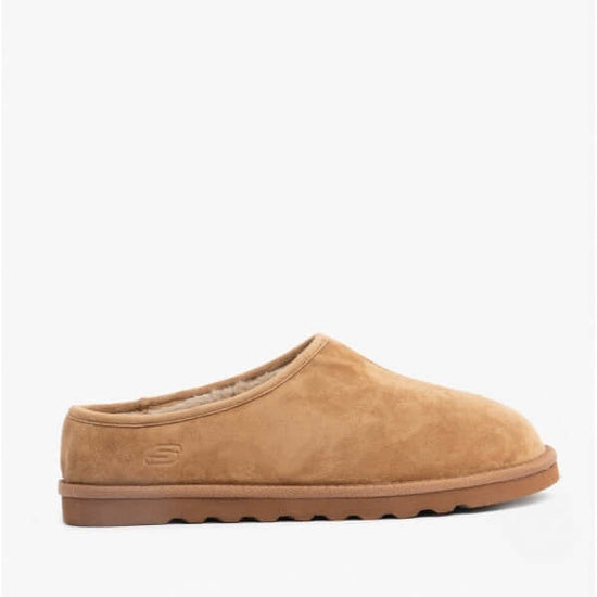 Skechers RENTEN LEMATO Mens Mule Slippers Tan - Shuperb