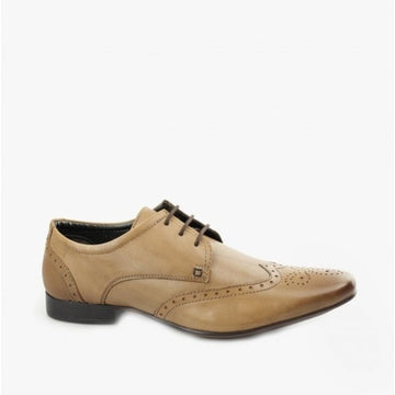 Silver Street London FLEET Mens Leather Pointed Brogues Tan - Shuperb