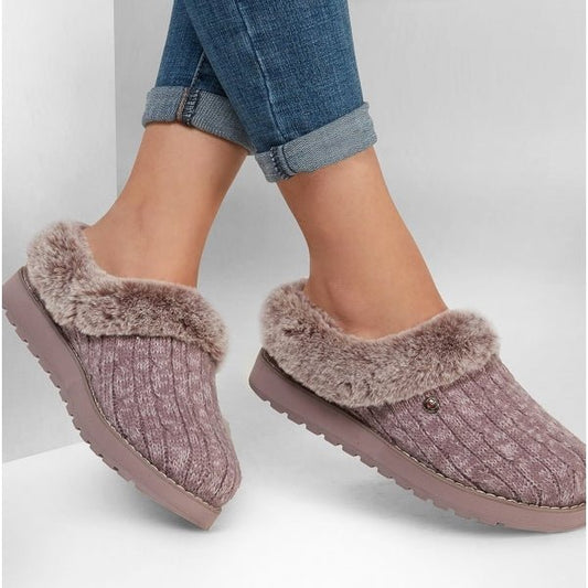 Skechers KEEPSAKES ICE ANGEL Ladies Mule Slippers Mauve - Shuperb