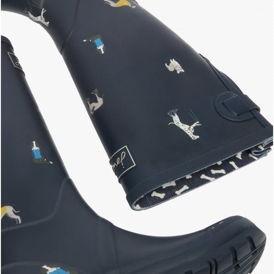 Joules WELLY PRINT Ladies Rubber Wellies Navy Dogs - Shuperb