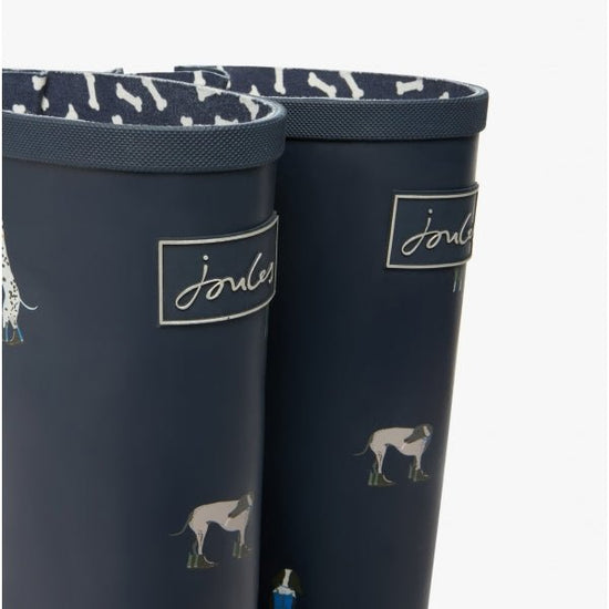 Joules WELLY PRINT Ladies Rubber Wellies Navy Dogs - Shuperb