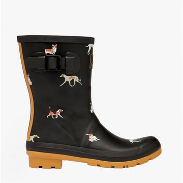 Joules MOLLY WELLY Ladies Rubber Wellies Black Dog - Shuperb