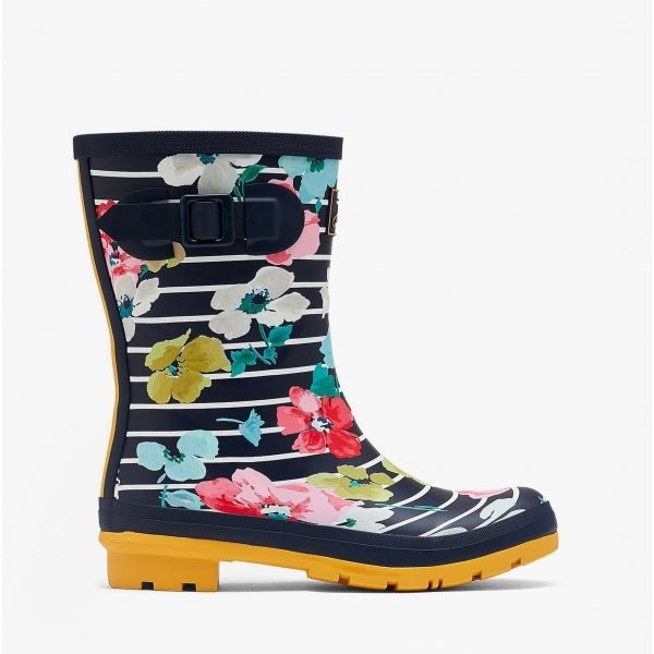 Joules MOLLY WELLY Ladies Rubber Wellies Blue Stripe Floral - Shuperb