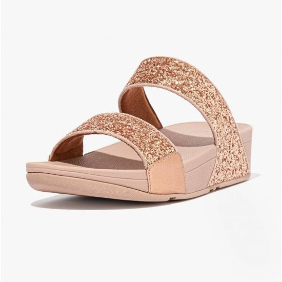 FitFlop LULU GLITTER Ladies Sliders Rose Gold - Shuperb