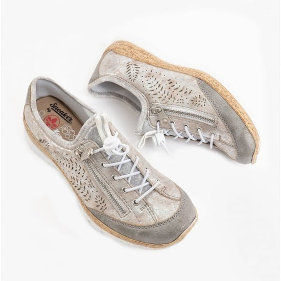 Rieker N42K6 - 40 Ladies Elasticated Trainers Grey - Shuperb