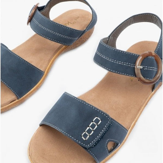 Dr Keller JOAN Ladies Strappy Sandals Navy - Shuperb