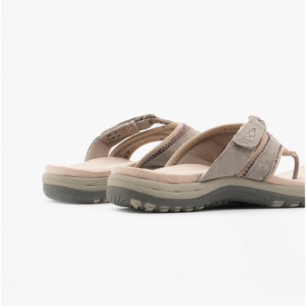 Free Spirit JULIET Ladies Toe Post Sandals Pebble - Shuperb