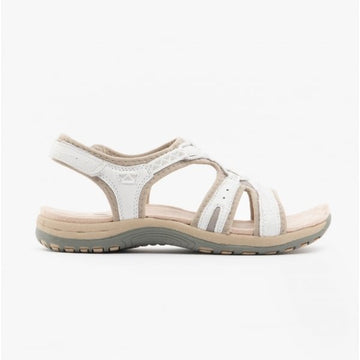 Free Spirit FAIRMONT Ladies Touch Fasten Leather Sandals White - Shuperb