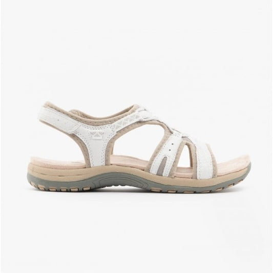 Free Spirit FAIRMONT Ladies Touch Fasten Leather Sandals White - Shuperb