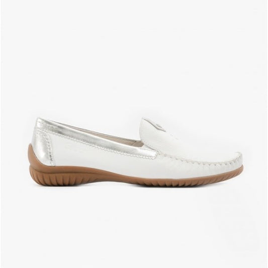 Gabor CALIFORNIA Ladies Leather Moccasins White - Shuperb