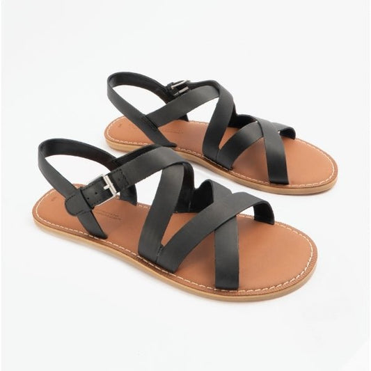 TOMS SICILY Ladies Leather Sandals Black - Shuperb