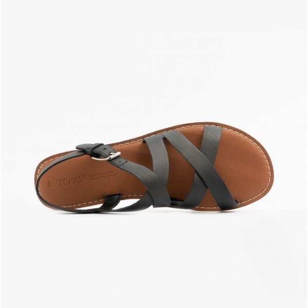 TOMS SICILY Ladies Leather Sandals Black - Shuperb