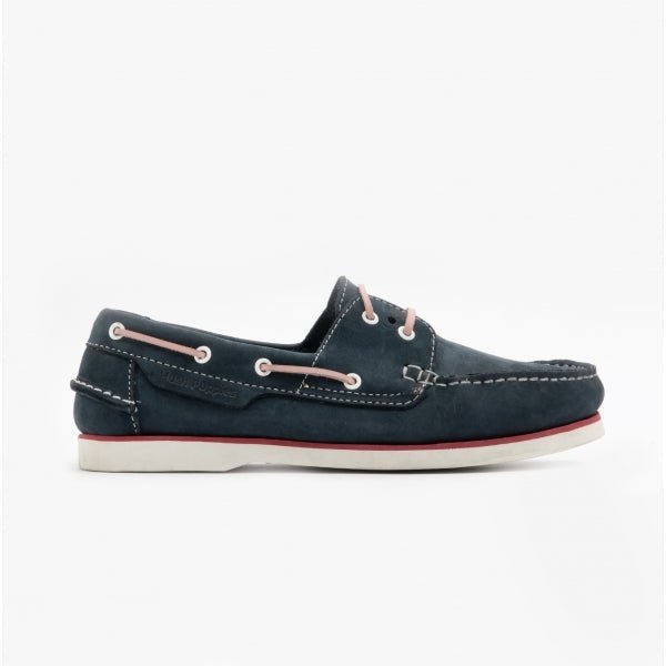 Hush Puppies HATTIE Ladies Leather Boat Shoes Navy/Pink - Shuperb