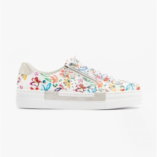 Rieker N4940 - 90 Ladies Lace - Up Trainers Floral/Multi - Shuperb