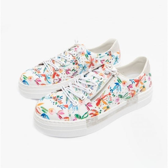 Rieker N4940 - 90 Ladies Lace - Up Trainers Floral/Multi - Shuperb