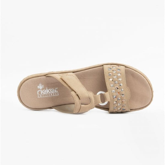 Rieker 65928 - 60 Ladies Slip - On Sandals Beige - Shuperb