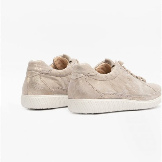 Gabor AMULET Ladies Wide Fit Suede Trainers Beige - Shuperb