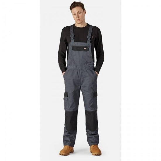 Dickies EVERYDAY Mens Bib & Brace Overall Grey/Black - Shuperb