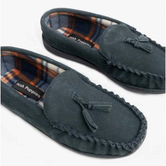 Hush Puppies LINUS Mens Suede Moccasins Navy - Shuperb