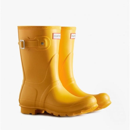 Hunter ORIGINAL SHORT Ladies Wellington Boots Yellow - Shuperb