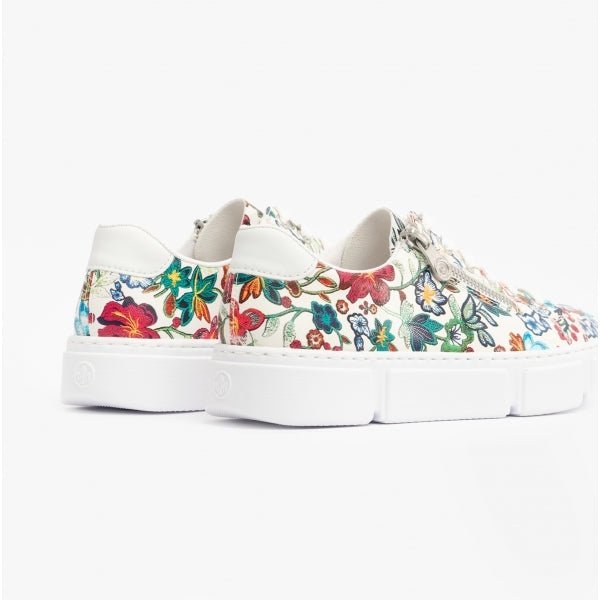 Rieker N59L1 - 90 Ladies Zip - Up Trainers Floral/Multi - Shuperb