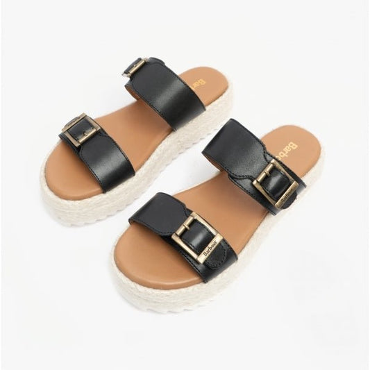 Barbour AMELDA Ladies Leather Mule Sandals Black - Shuperb