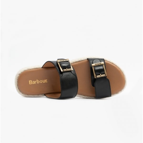 Barbour AMELDA Ladies Leather Mule Sandals Black - Shuperb