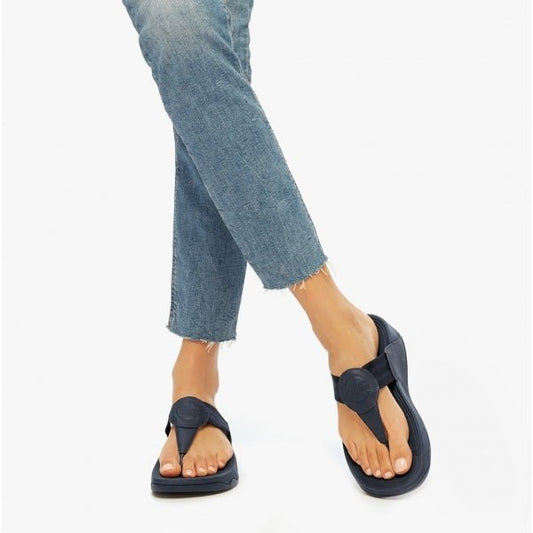 FitFlop WALKSTAR Ladies Wide Fit Toe Post Sandals Midnight Navy - Shuperb