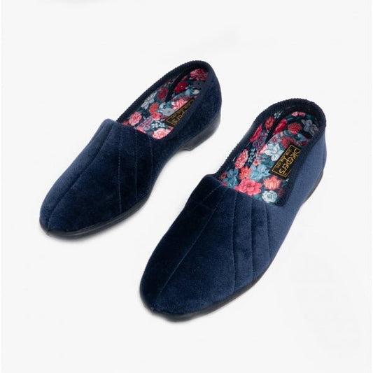 GBS AUDREY Slip On Womens Slippers Navy - Shuperb