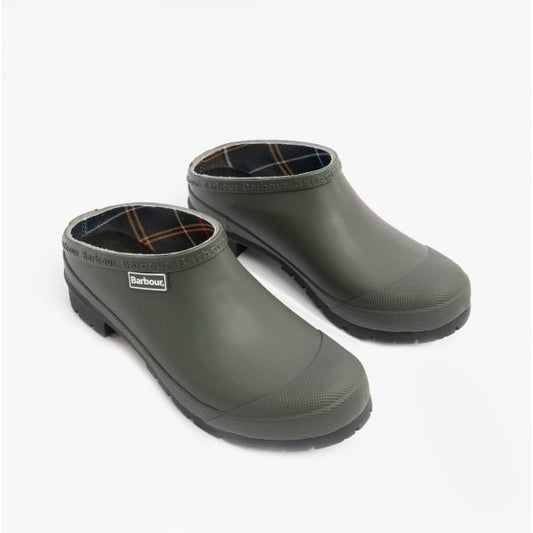 Barbour QUINN Ladies Rubber Garden Clogs Olive - Shuperb