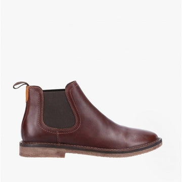 Hush Puppies SHAUN Mens Leather Chelsea Boots Brown - Shuperb