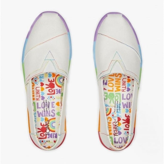 TOMS ALPARGATA CUPSOLE Ladies Cotton Slip - On Shoes White - Shuperb