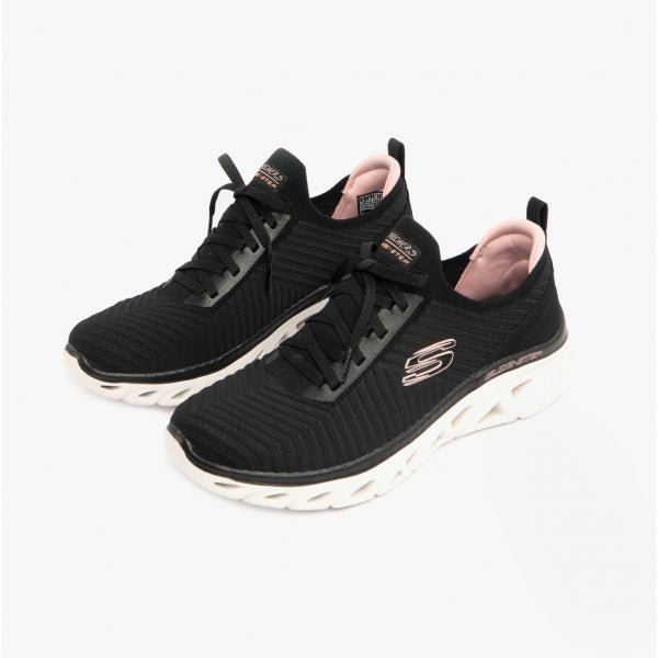 Skechers GLIDE - STEP SPORT - NEW HYPE Ladies Trainers Black/Pink - Shuperb