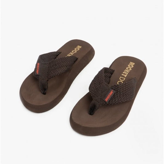 Rocket Dog SUNSET WEBBING Ladies Flip Flops Brown - Shuperb